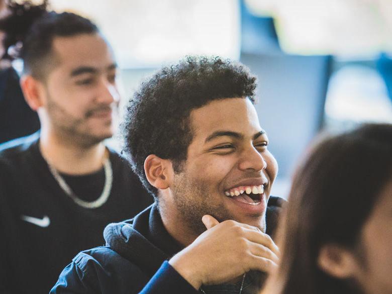 Students laughing.